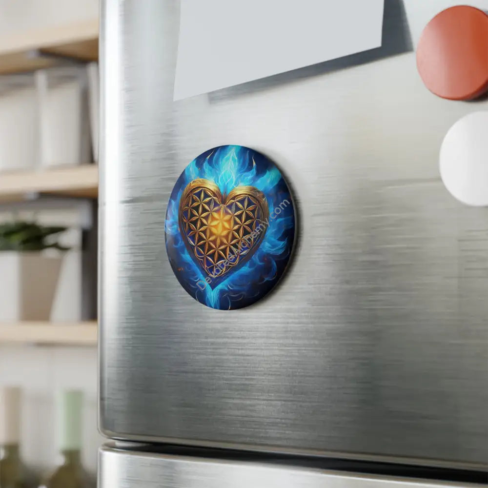 Flower of Life Heart Magnet Art Geometric Magnet Gift for Wellness Enthusiasts 1 pc / 2.25’’ / Round Home Decor