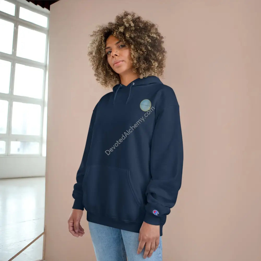 Lion Spirit Flower Of Life Champion Hoodie | Cosmic Vibes Perfect For Nature Lovers