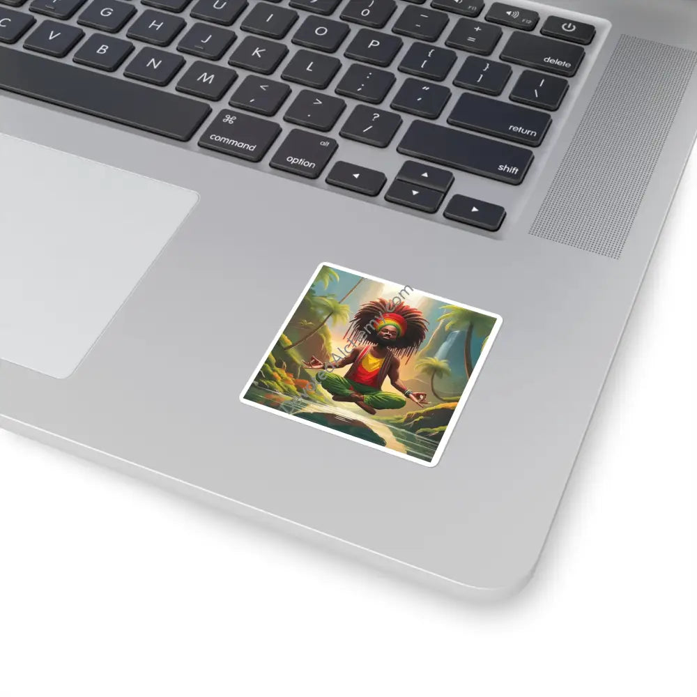 Meditative Vibes Square Stickers - Boho Decor Laptop Decals Yoga Accessories Unique Gifts Nature-Inspired Art 2’’ × 2’’