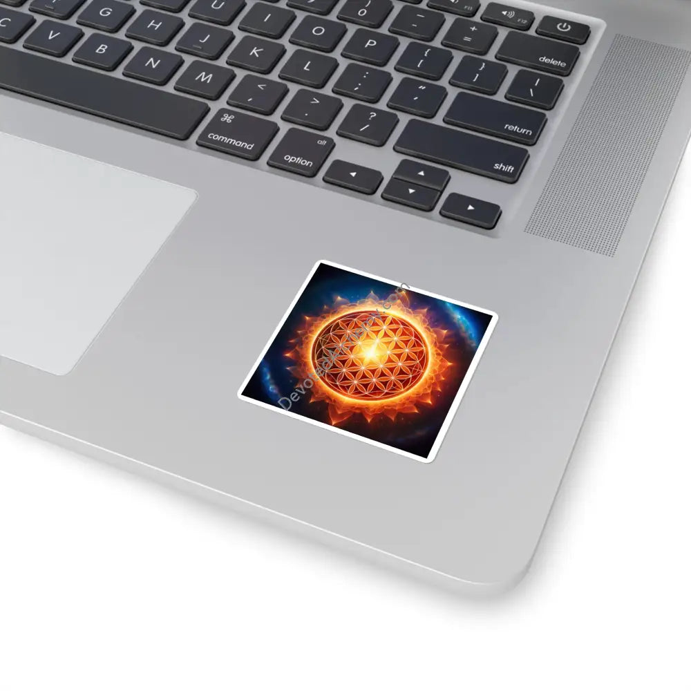 Sun Flower of Life Square Stickers - Boho Decor Laptop Decals Yoga Accessories Unique Gifts Nature-Inspired Art 2’’ ×