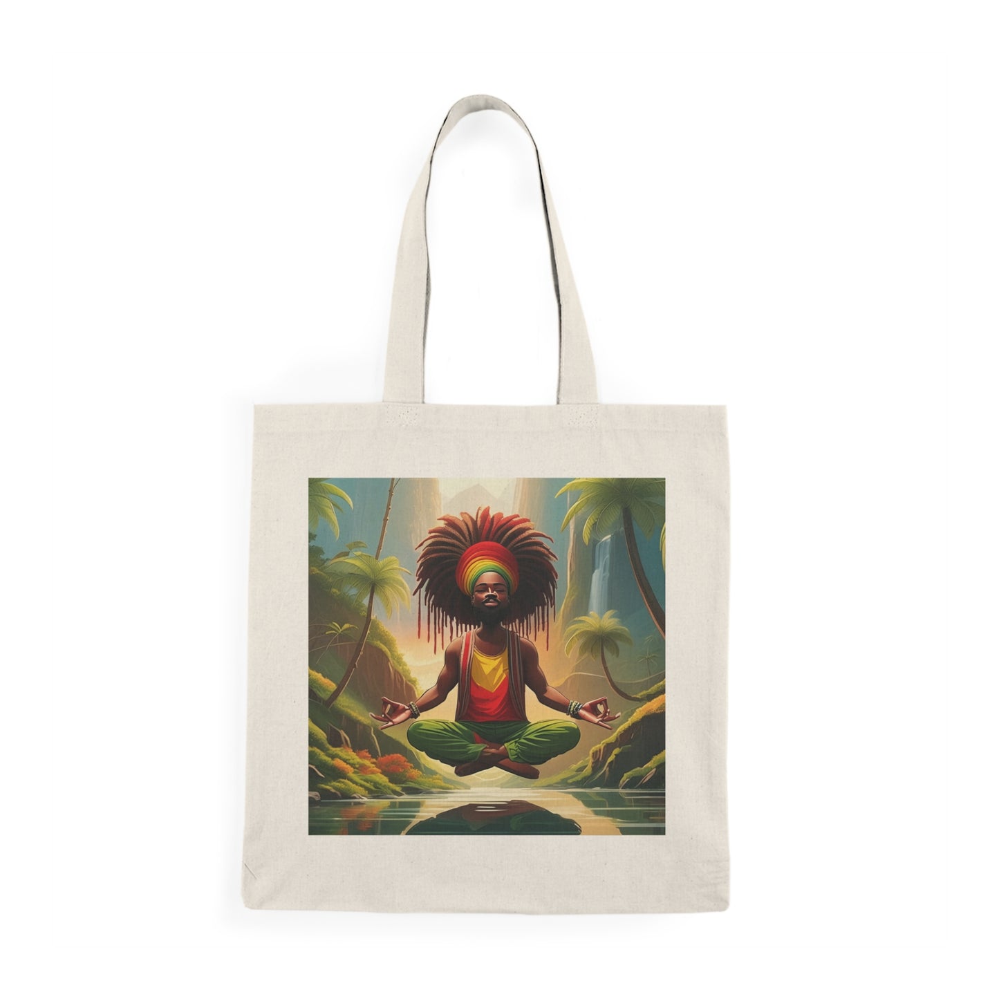 Meditating Rasta Tote Bag - Eco-Friendly Nature Carryall, Perfect Gift for Earth Day, Yoga, Shopping, Farmers Market