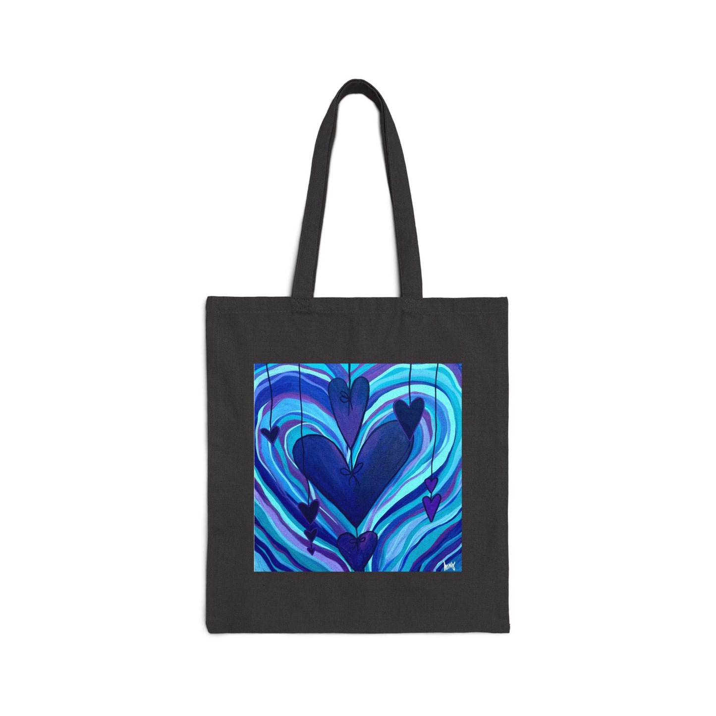 Blue Hearts Cotton Canvas Tote Bag | Eco-Friendly Shopping Bag, Gift for Her, Beach Tote, Art Tote, Reusable Bag