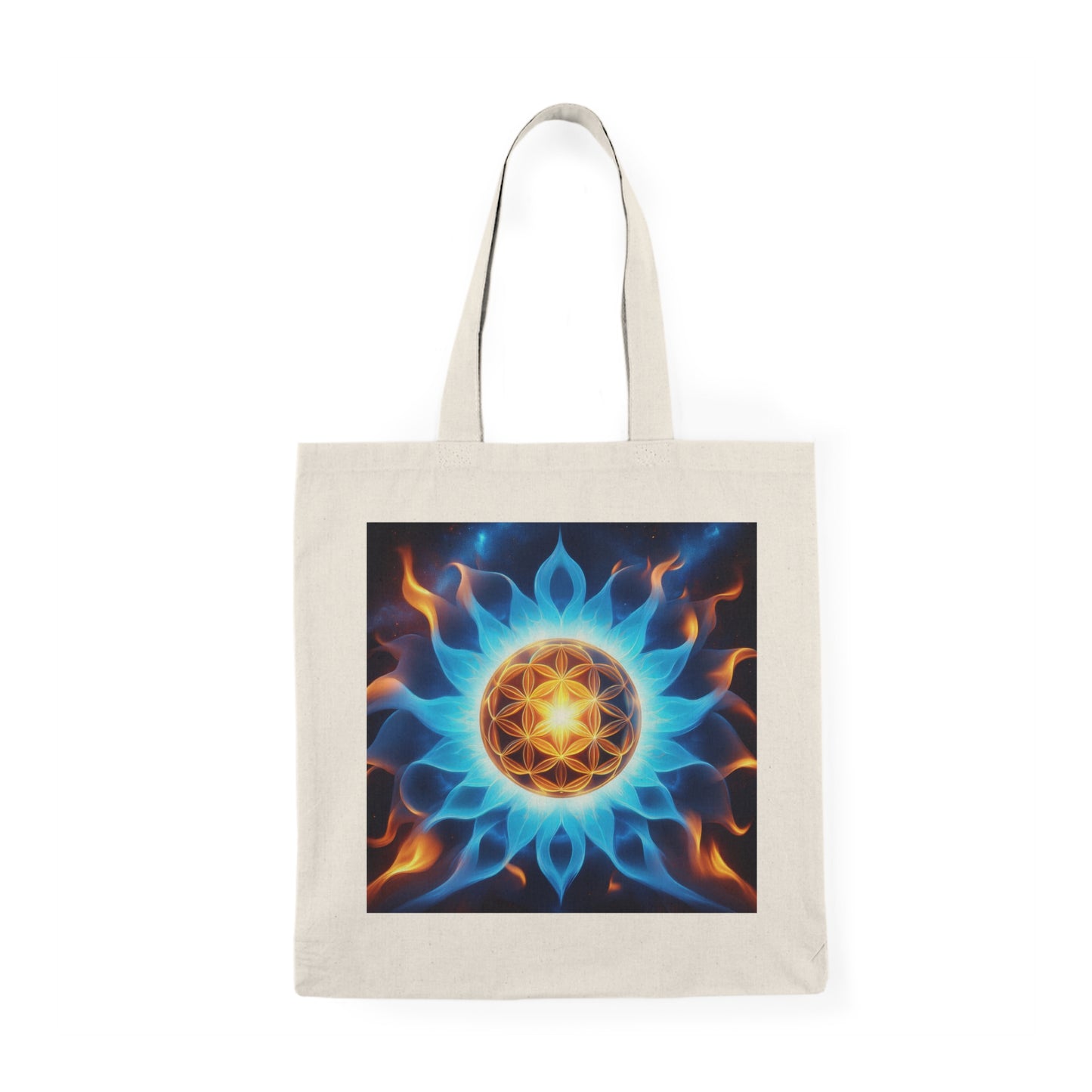 Cosmic Flower of Life Tote Bag - Eco-Friendly Nature Carryall, Perfect Gift for Earth Day, Yoga, Shopping, Farmers Market