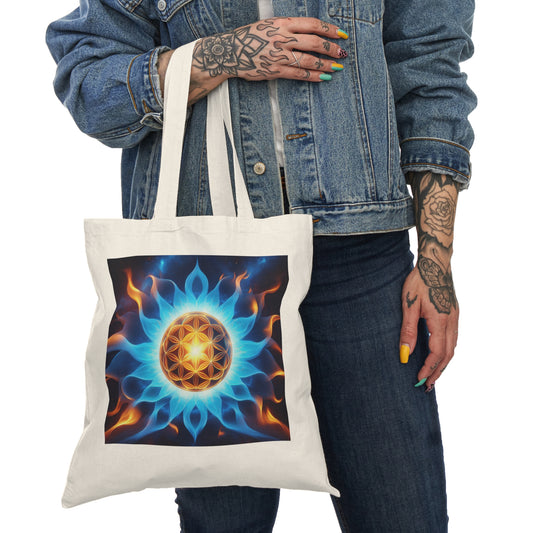 Cosmic Flower of Life Tote Bag - Eco-Friendly Nature Carryall, Perfect Gift for Earth Day, Yoga, Shopping, Farmers Market