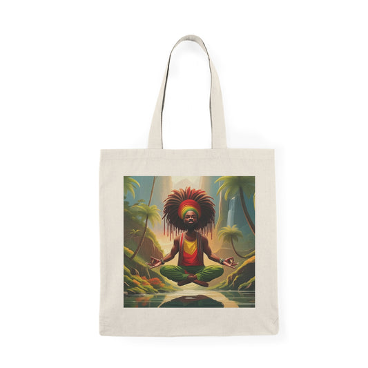 Meditating Rasta Tote Bag - Eco-Friendly Nature Carryall, Perfect Gift for Earth Day, Yoga, Shopping, Farmers Market