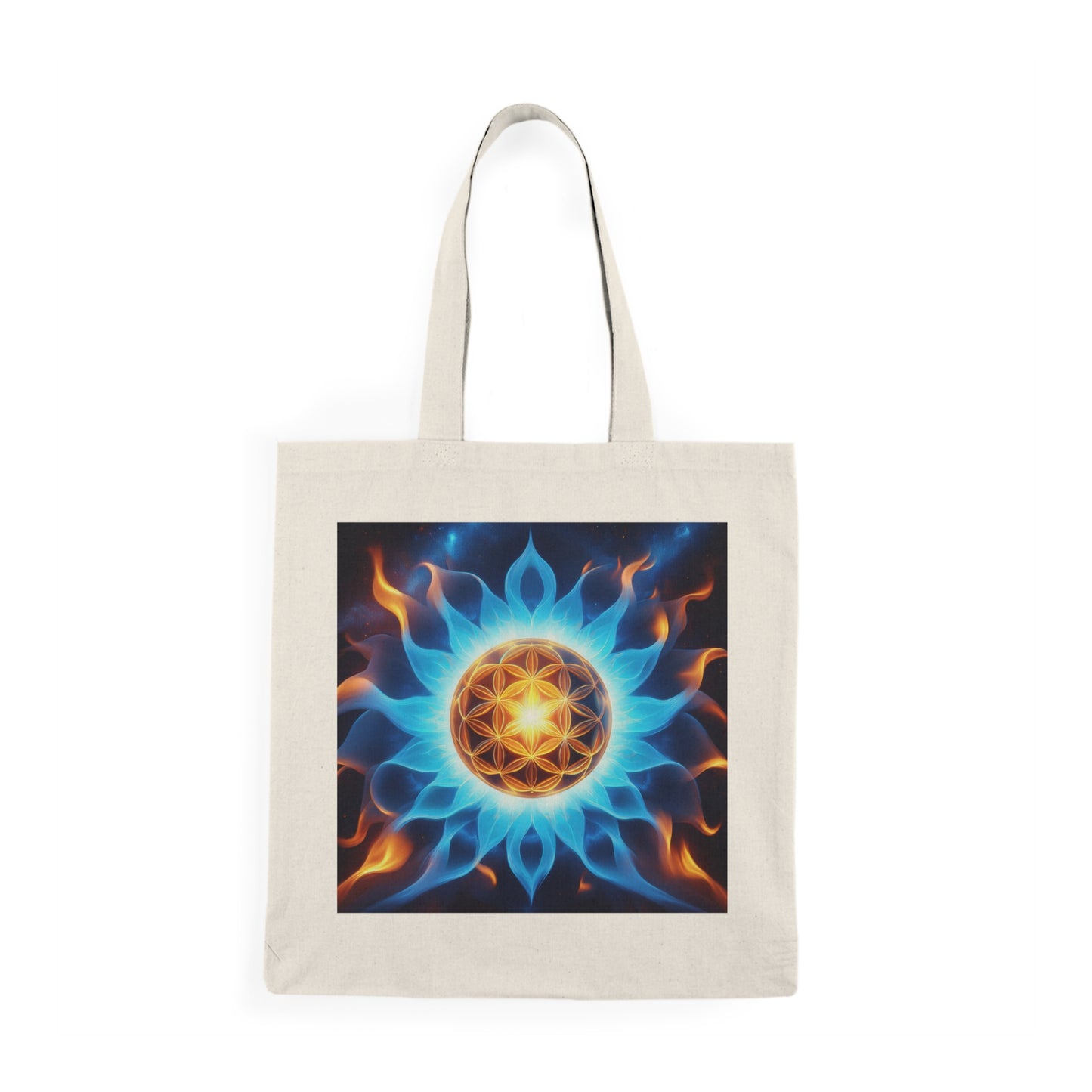 Cosmic Flower of Life Tote Bag - Eco-Friendly Nature Carryall, Perfect Gift for Earth Day, Yoga, Shopping, Farmers Market