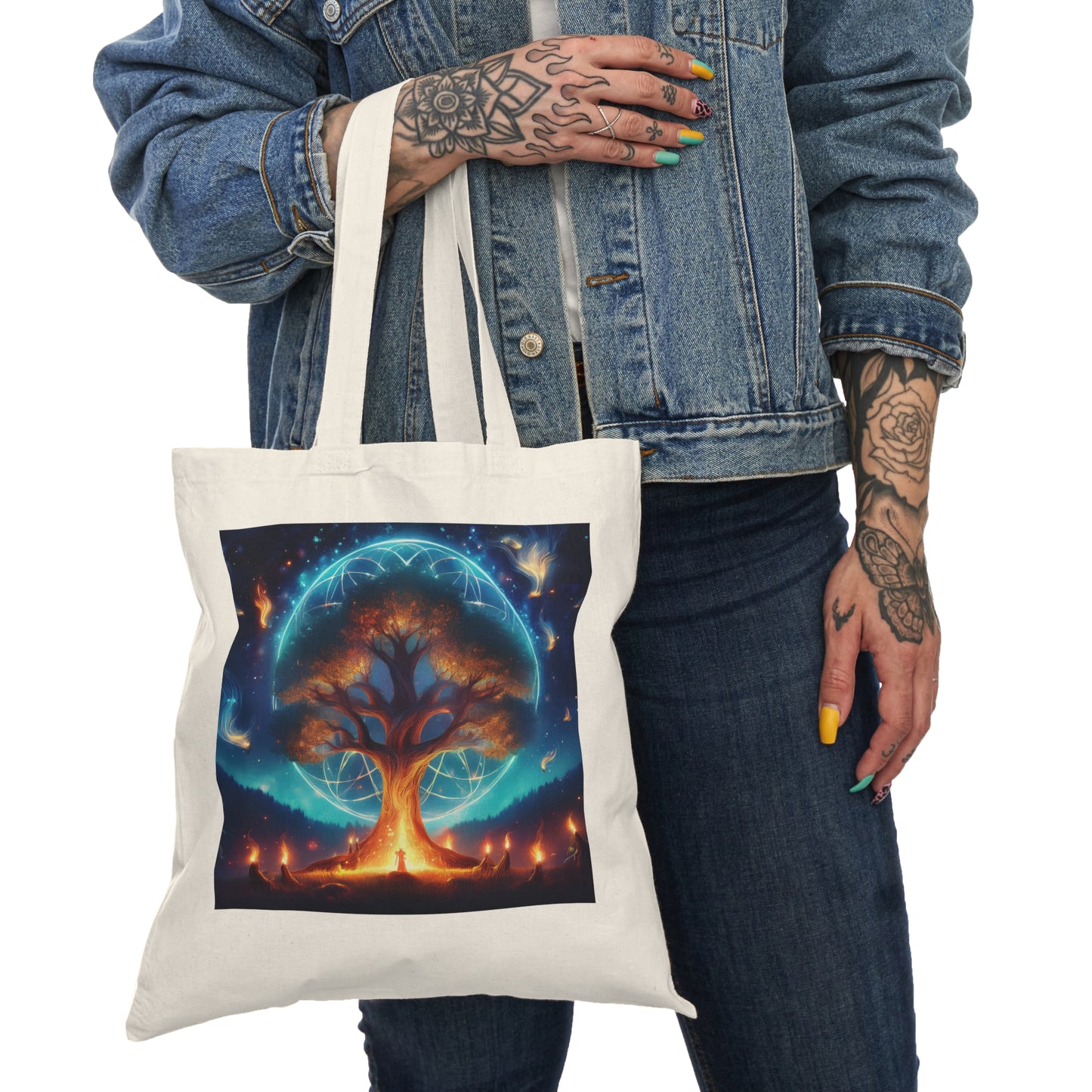 Cosmic Tree Tote Bag - Eco-Friendly Nature Carryall, Perfect Gift for Earth Day, Yoga, Shopping, Farmers Market