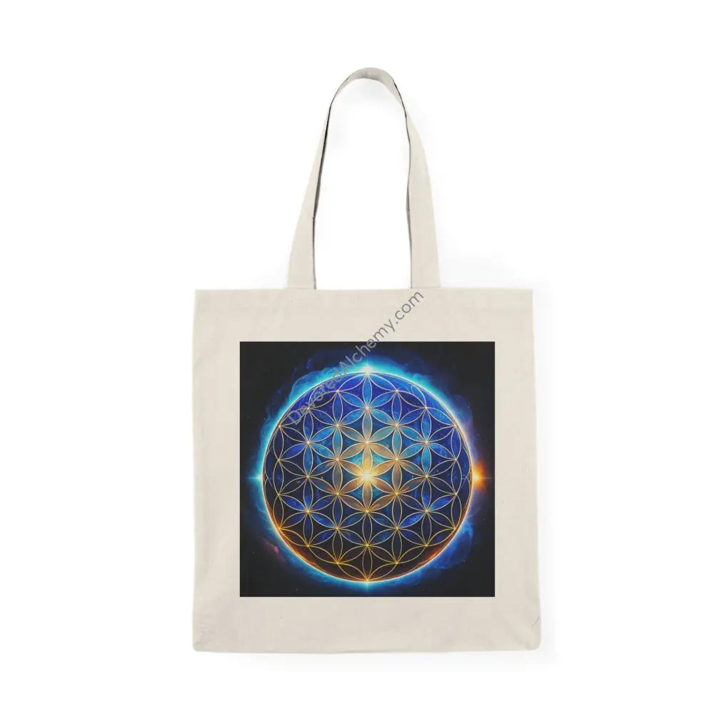 Blue Flower of Life Tote Bag - Eco-Friendly Nature Carryall Perfect Gift for Earth Day Yoga Shopping Farmers Market