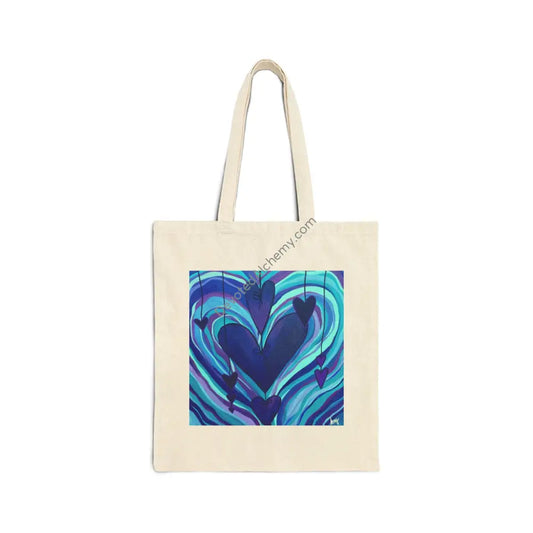 Blue Hearts Cotton Canvas Tote Bag | Eco-Friendly Shopping Bag Gift for Her Beach Tote Art Tote Reusable Bag Natural