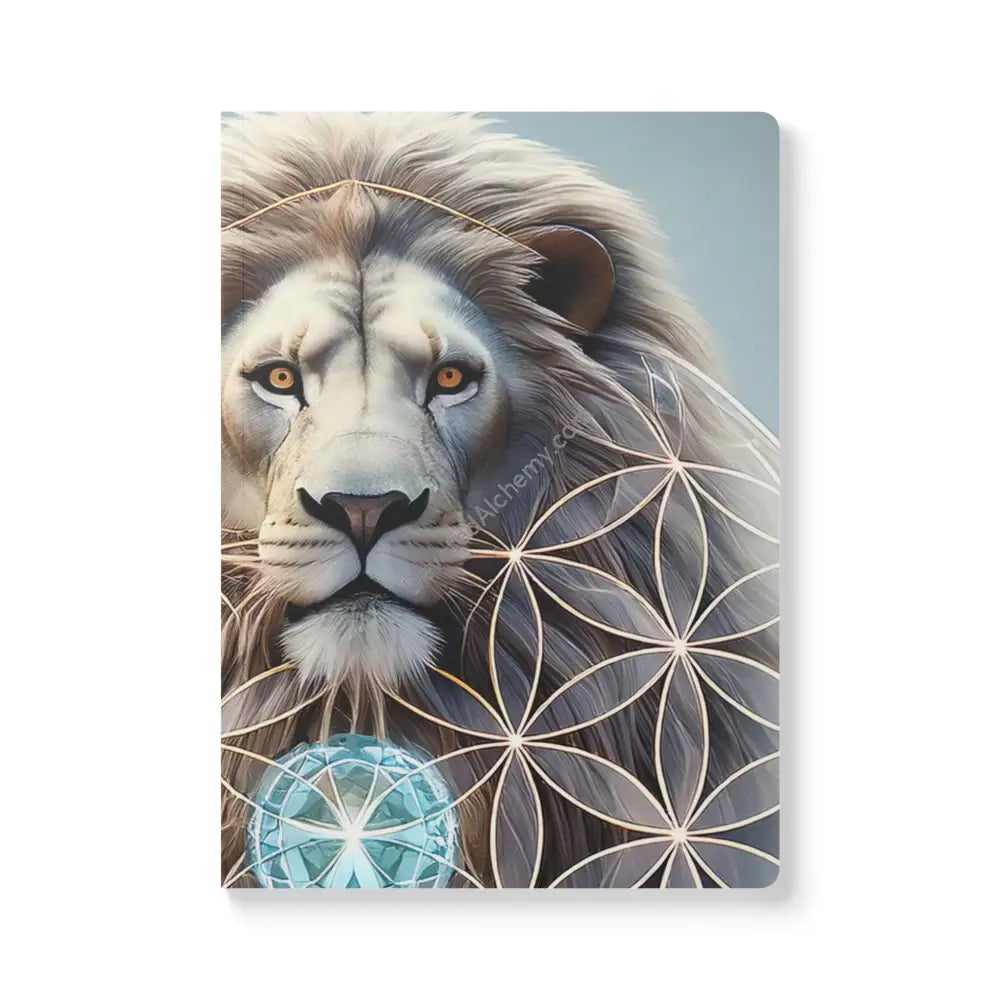 Crystal Lion Flower of Life Softcover Journal | Dream Diary Empowerment Notebook Gratitude Journal Cosmic Art