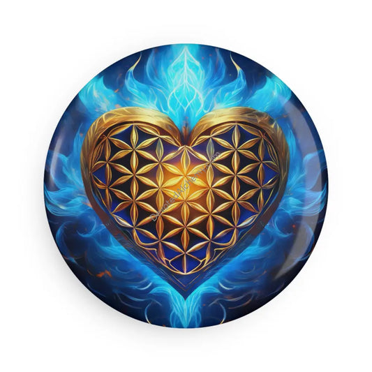 Flower of Life Heart Magnet Art Geometric Magnet Gift for Wellness Enthusiasts 1 pc / 2.25’’ / Round Home Decor