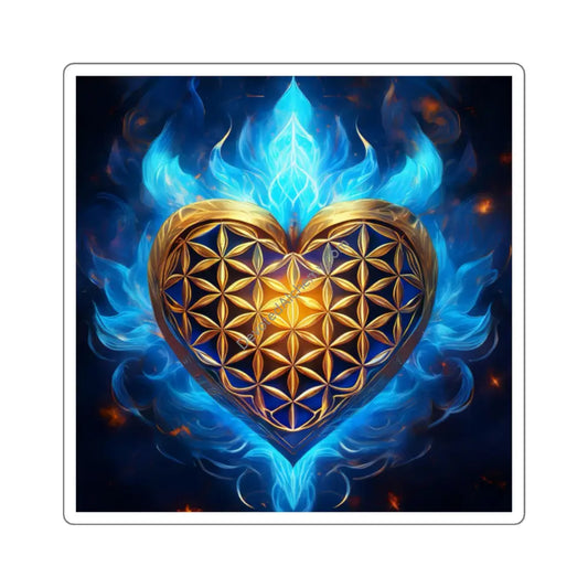 Flower of Life Heart Square Stickers - Boho Decor Laptop Decals Yoga Accessories Unique Gifts Nature-Inspired Art 2’’ ×