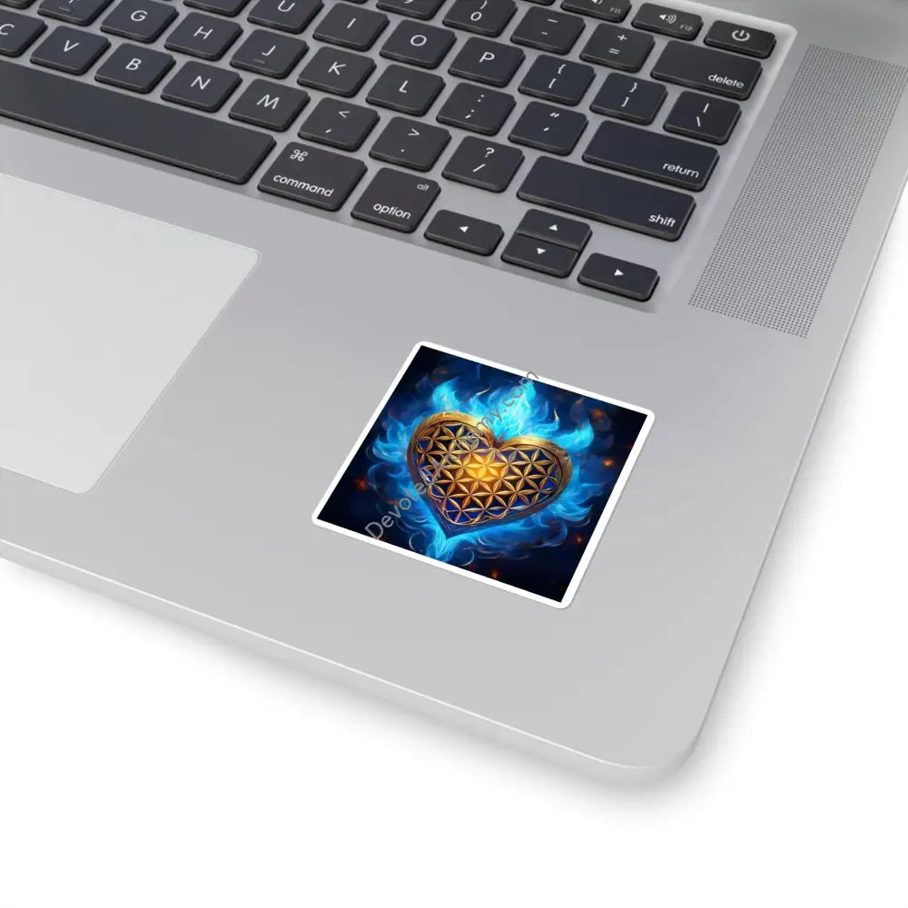 Flower of Life Heart Square Stickers - Boho Decor Laptop Decals Yoga Accessories Unique Gifts Nature-Inspired Art 2’’ ×