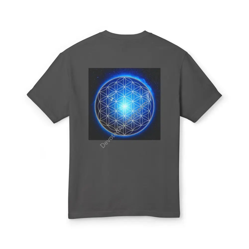 Flower Of Life Heavyweight Cotton Tee - Unisex T-Shirt With Unique Design Faded Black / S
