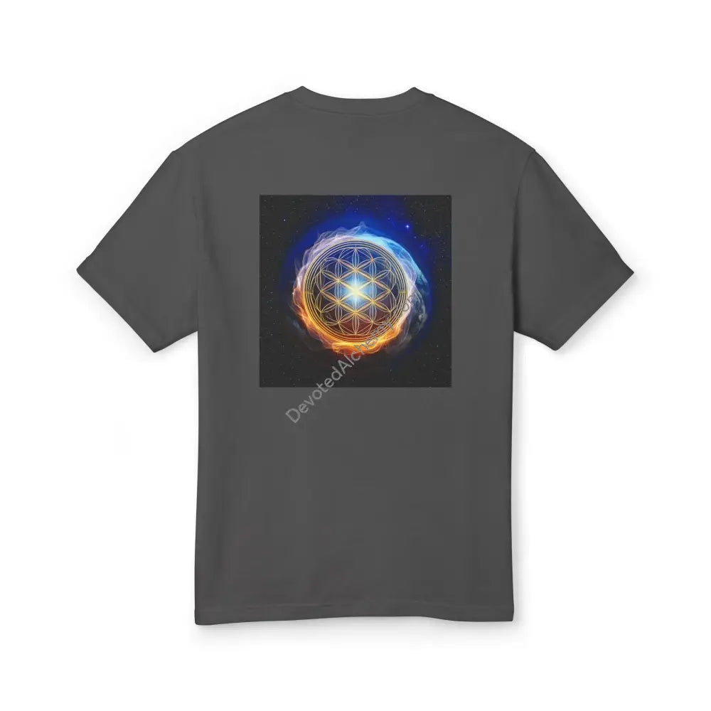 Flower Of Life Heavyweight Cotton Tee - Unisex T-Shirt With Unique Design Faded Black / S