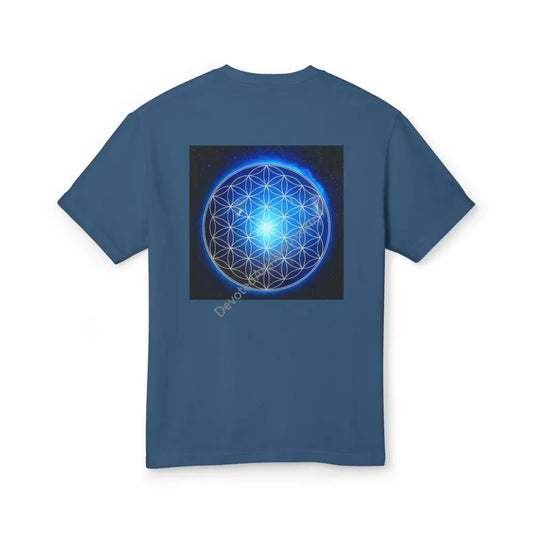 Flower Of Life Heavyweight Cotton Tee - Unisex T-Shirt With Unique Design Faded Navy / S