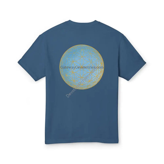 Flower Of Life Heavyweight Cotton Tee - Unisex T-Shirt With Unique Design Faded Navy / S