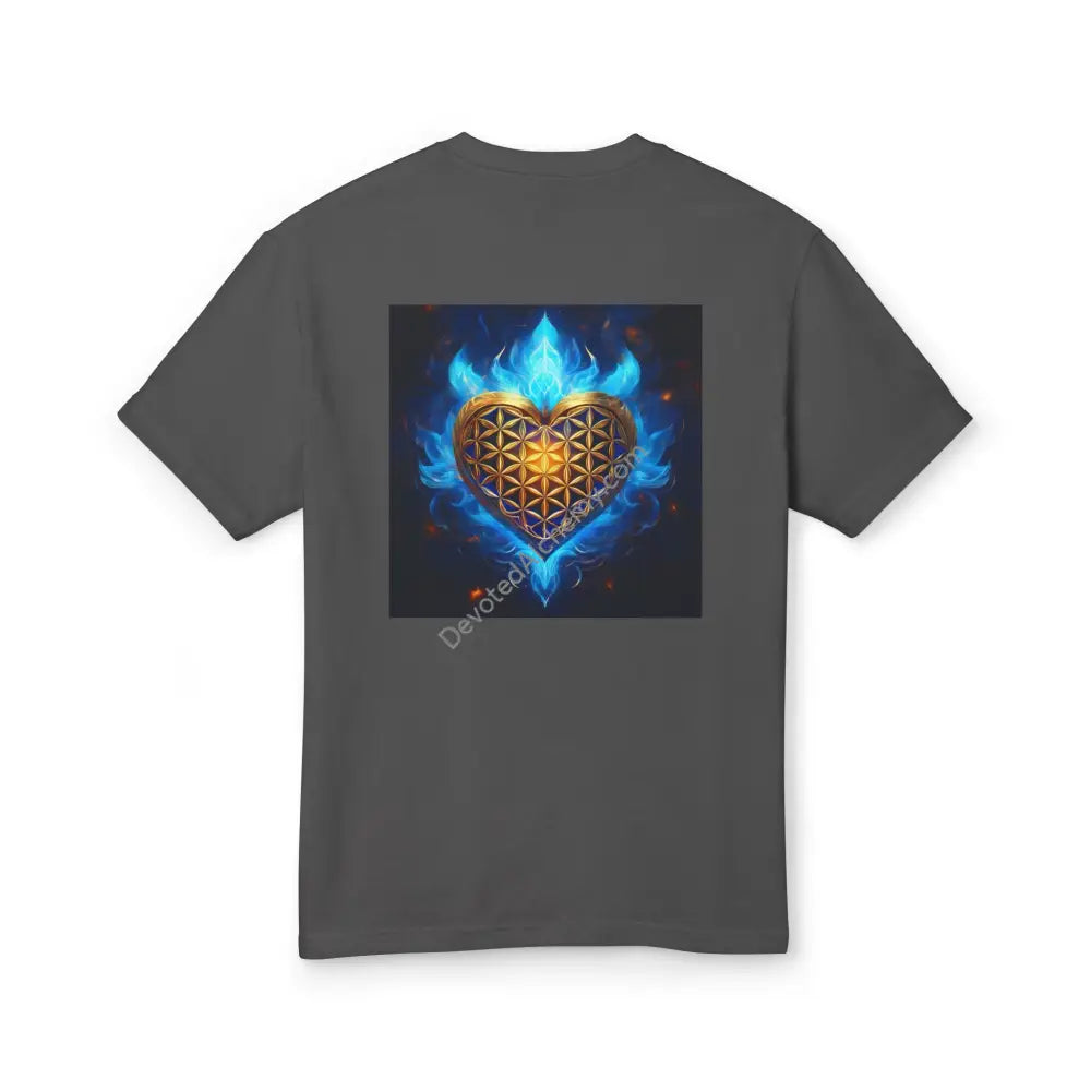 Heart Aflame Heavyweight Cotton Tee - Unisex T-Shirt With Unique Design Faded Black / S