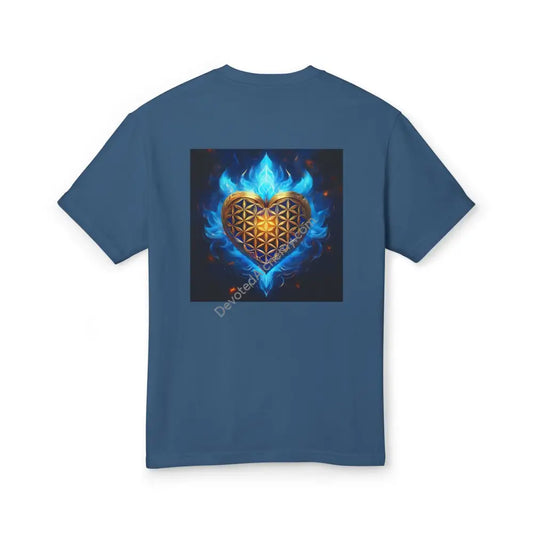 Heart Aflame Heavyweight Cotton Tee - Unisex T-Shirt With Unique Design Faded Navy / S