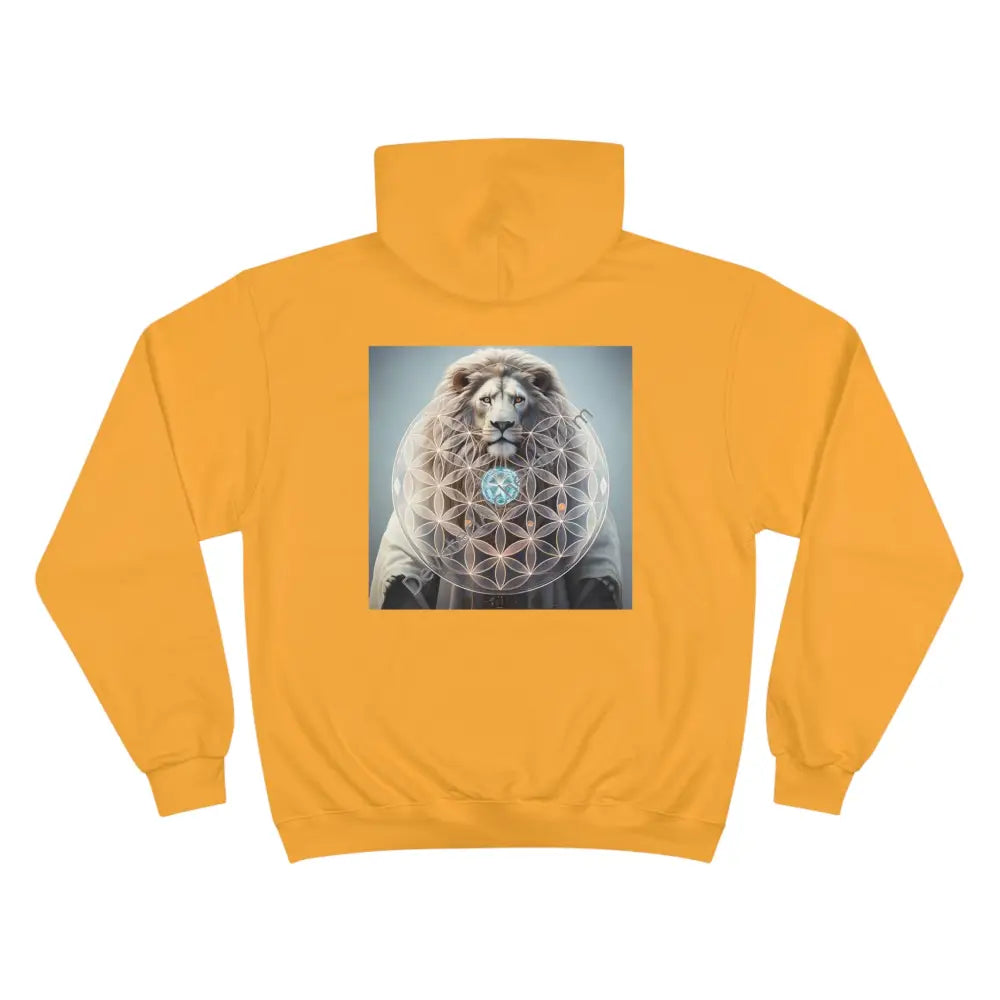 Lion Spirit Flower Of Life Champion Hoodie | Cosmic Vibes Perfect For Nature Lovers