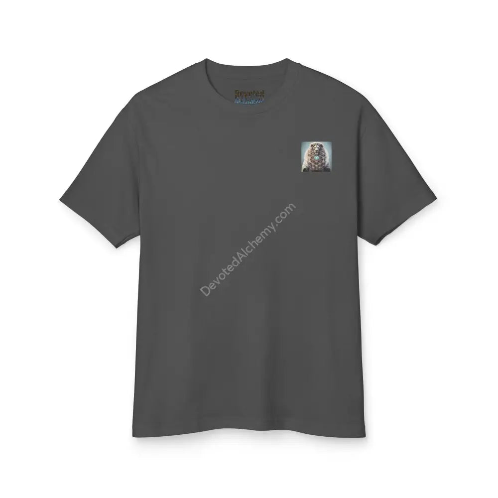 Lion Spirit Flower Of Life Heavyweight Cotton Tee - Unisex T-Shirt With Unique Design