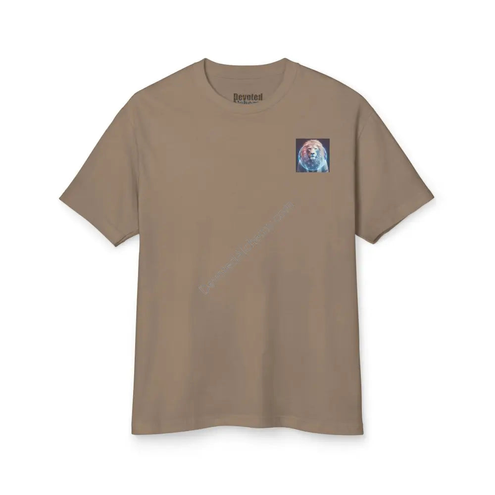 Lion Spirit Heavyweight Cotton Tee - Unisex T-Shirt With Unique Design Faded Brown / S