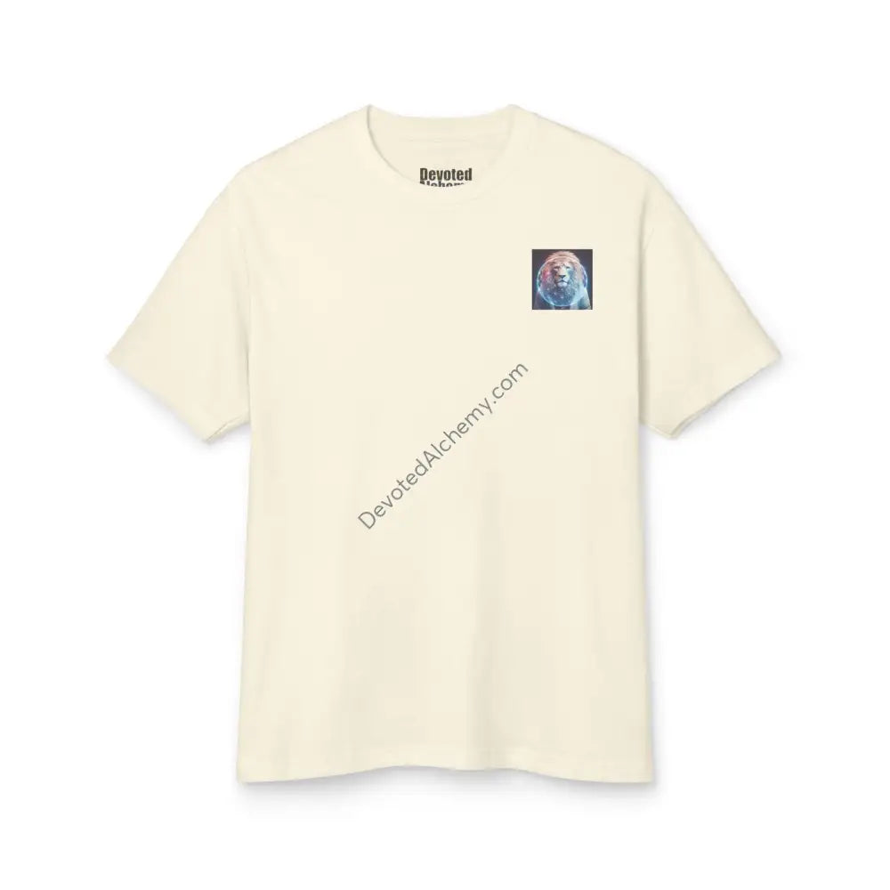 Lion Spirit Heavyweight Cotton Tee - Unisex T-Shirt With Unique Design Faded Cream / L