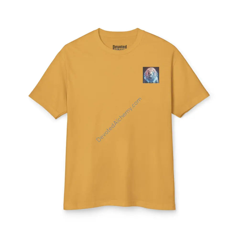Lion Spirit Heavyweight Cotton Tee - Unisex T-Shirt With Unique Design Faded Mustard / S