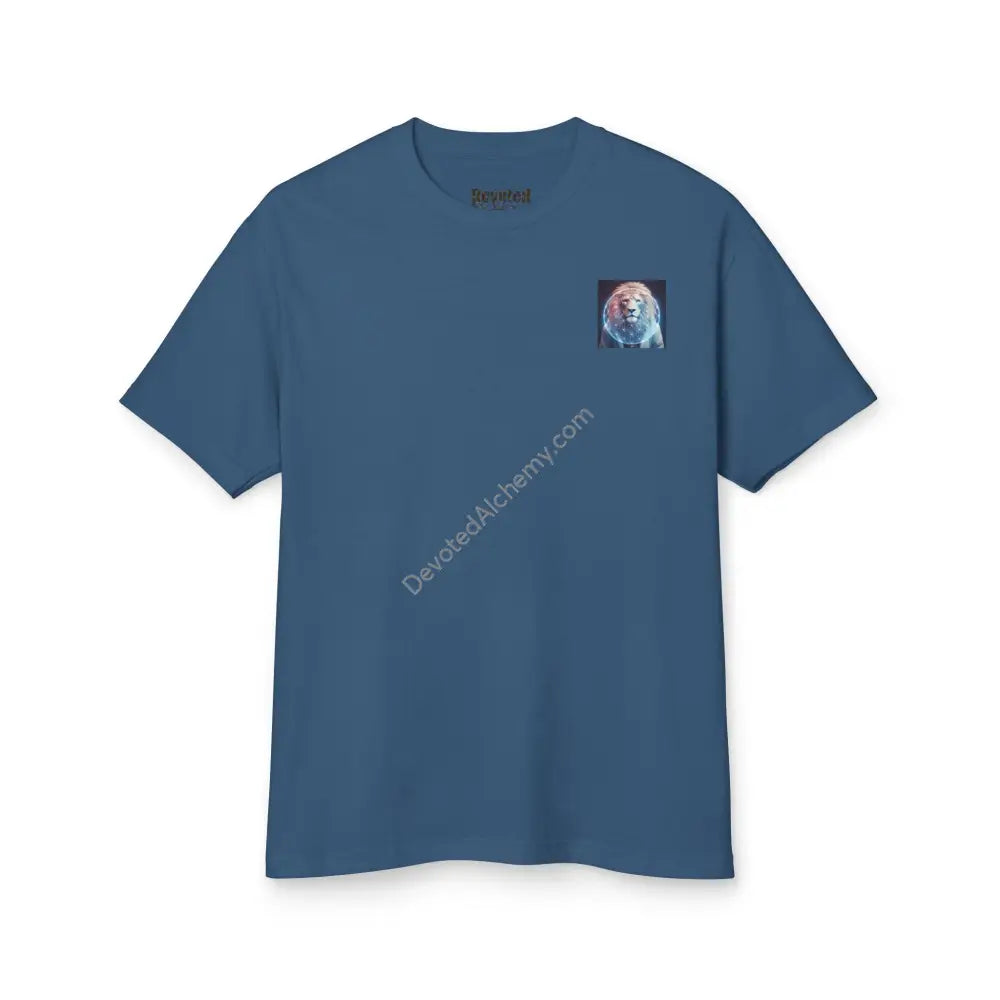 Lion Spirit Heavyweight Cotton Tee - Unisex T-Shirt With Unique Design Faded Navy / S
