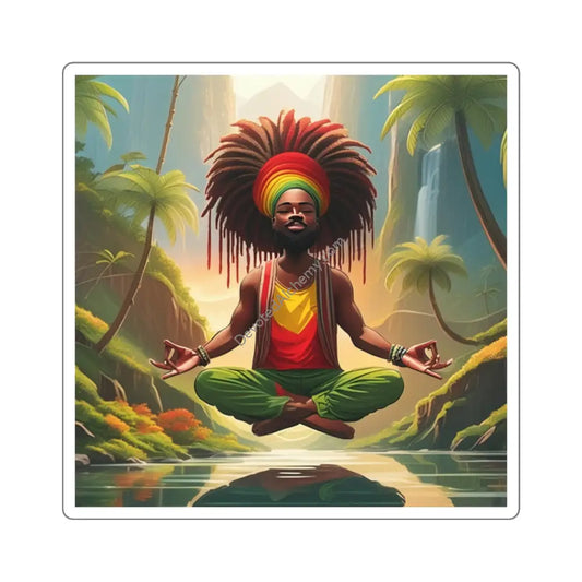Meditative Vibes Square Stickers - Boho Decor Laptop Decals Yoga Accessories Unique Gifts Nature-Inspired Art 2’’ × 2’’