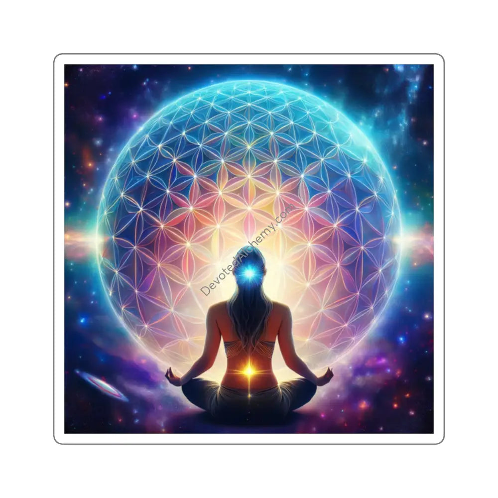 Meditative Vibes Square Stickers - Boho Decor Laptop Decals Yoga Accessories Unique Gifts Nature-Inspired Art 2’’ × 2’’