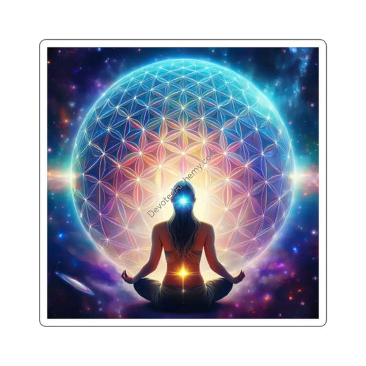 Meditative Vibes Square Stickers - Boho Decor Laptop Decals Yoga Accessories Unique Gifts Nature-Inspired Art 2’’ × 2’’