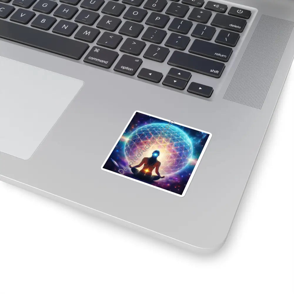 Meditative Vibes Square Stickers - Boho Decor Laptop Decals Yoga Accessories Unique Gifts Nature-Inspired Art 2’’ × 2’’