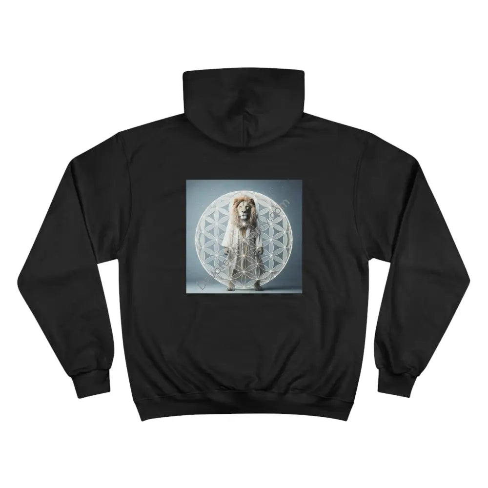 Mystic Lion Champion Hoodie With Sacred Geometry - Perfect For Casual Wear & Gifts Black / S