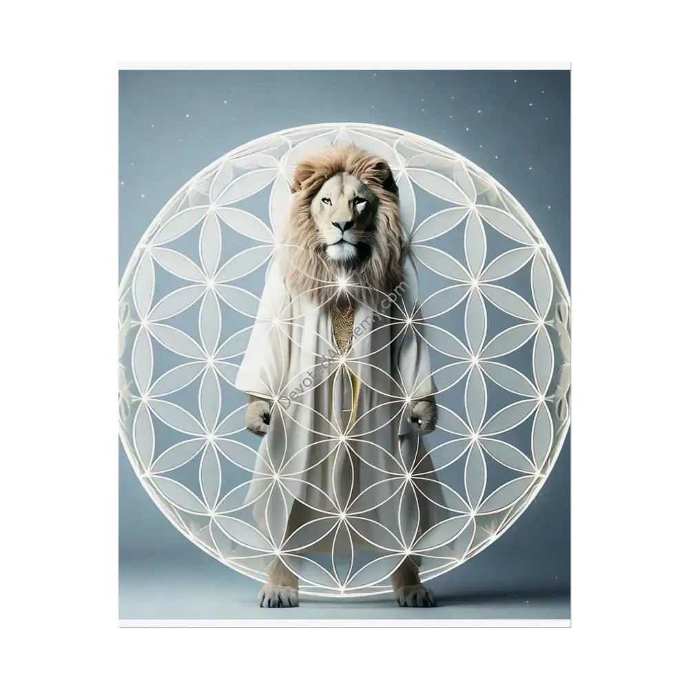 Mystic Lion Flower of Life Wall Art Print Spiritual Decor Yoga Gift Mindfulness Art Bohemian Room Decoration 8″ x 10″