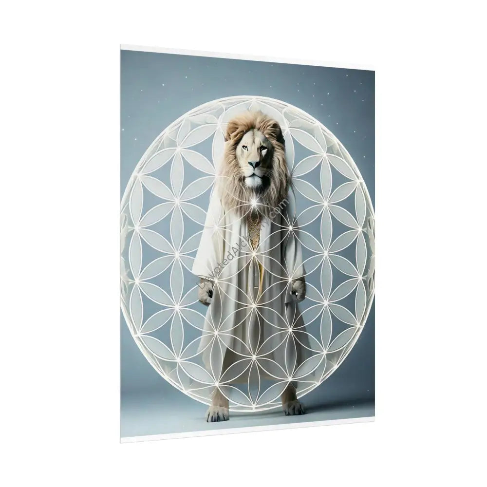 Mystic Lion Flower of Life Wall Art Print Spiritual Decor Yoga Gift Mindfulness Art Bohemian Room Decoration Poster