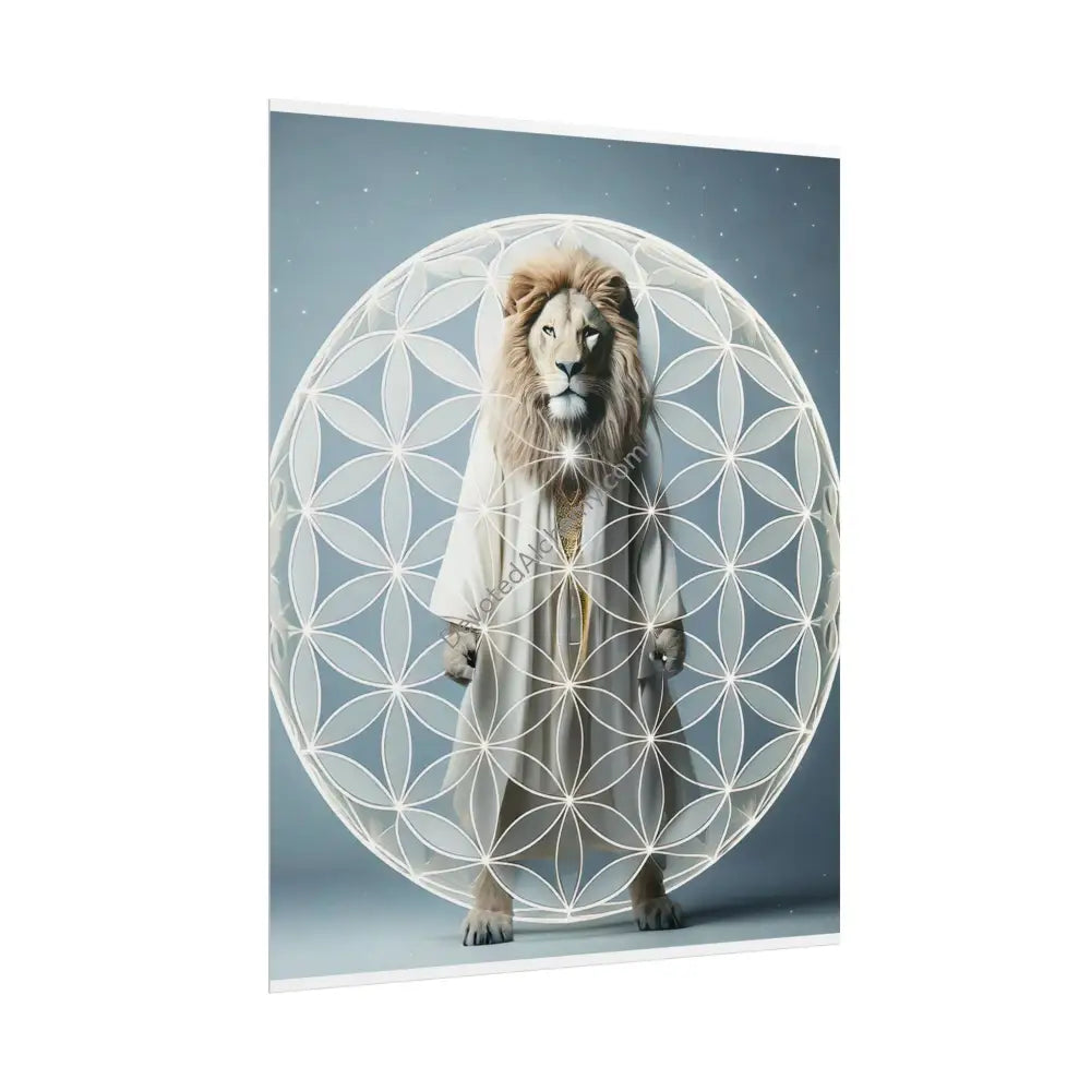 Mystic Lion Flower of Life Wall Art Print Spiritual Decor Yoga Gift Mindfulness Art Bohemian Room Decoration Poster