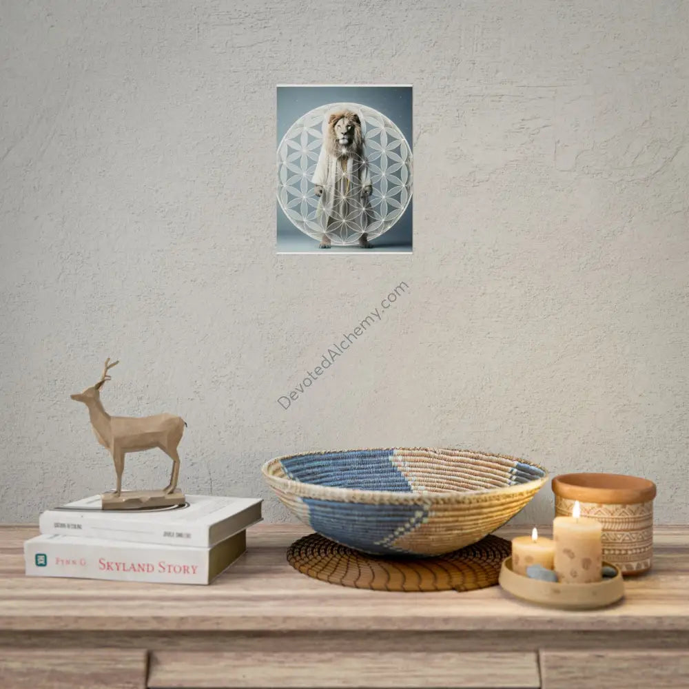 Mystic Lion Flower of Life Wall Art Print Spiritual Decor Yoga Gift Mindfulness Art Bohemian Room Decoration Poster