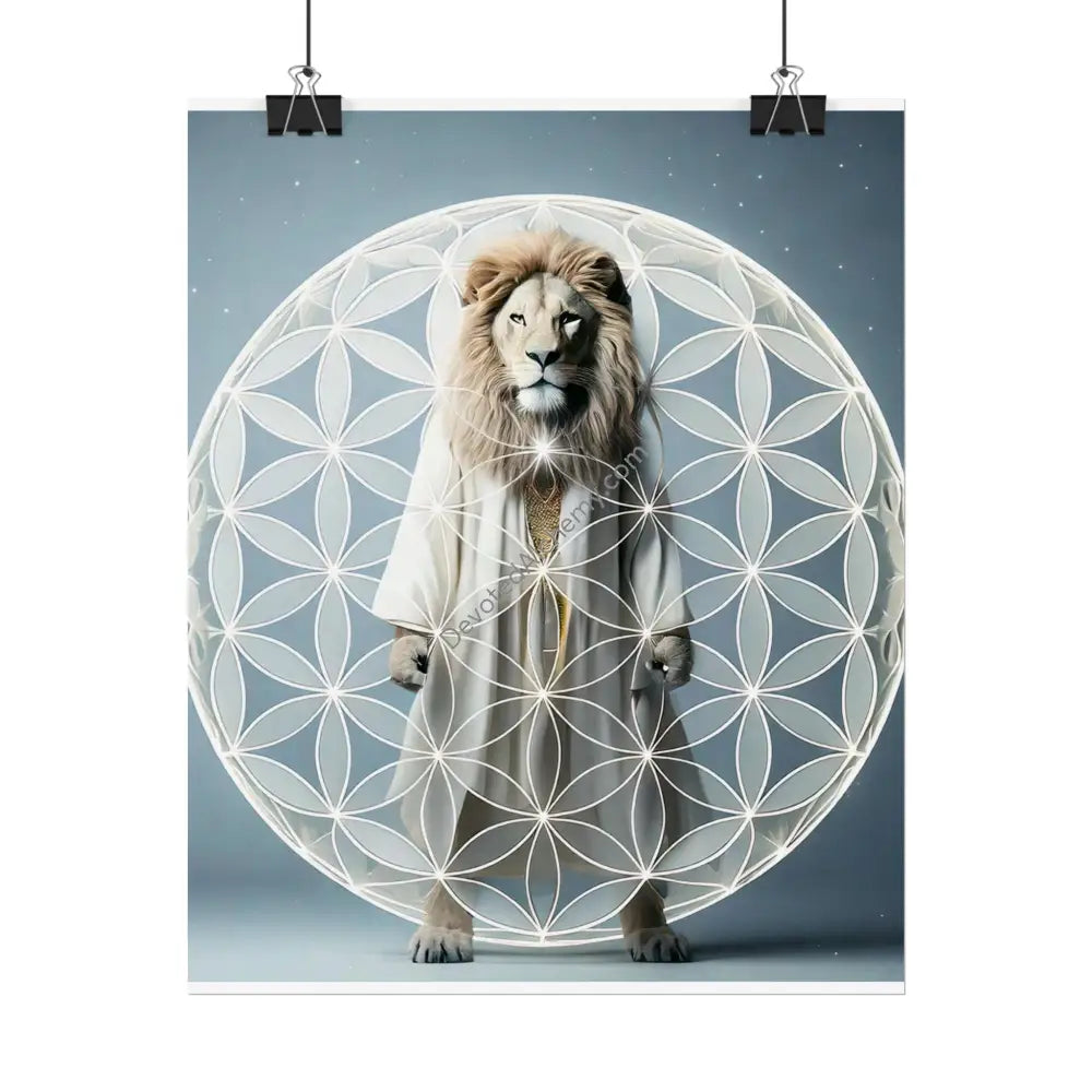 Mystic Lion Flower of Life Wall Art Print Spiritual Decor Yoga Gift Mindfulness Art Bohemian Room Decoration Poster