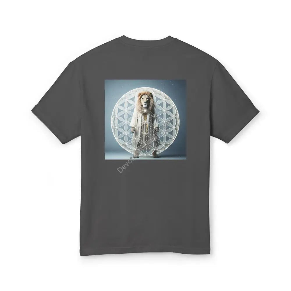 Mystic Lion Heavyweight Cotton Tee - Unisex T-Shirt With Unique Design Faded Black / S