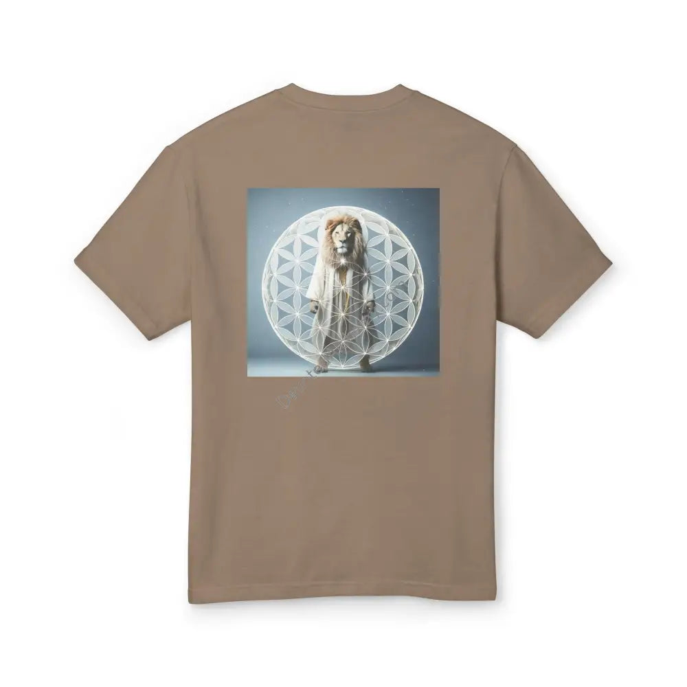 Mystic Lion Heavyweight Cotton Tee - Unisex T-Shirt With Unique Design Faded Brown / S