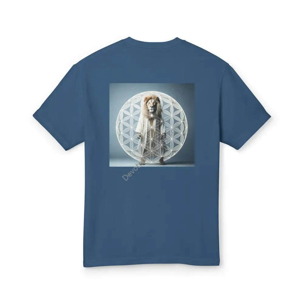 Mystic Lion Heavyweight Cotton Tee - Unisex T-Shirt With Unique Design Faded Navy / S