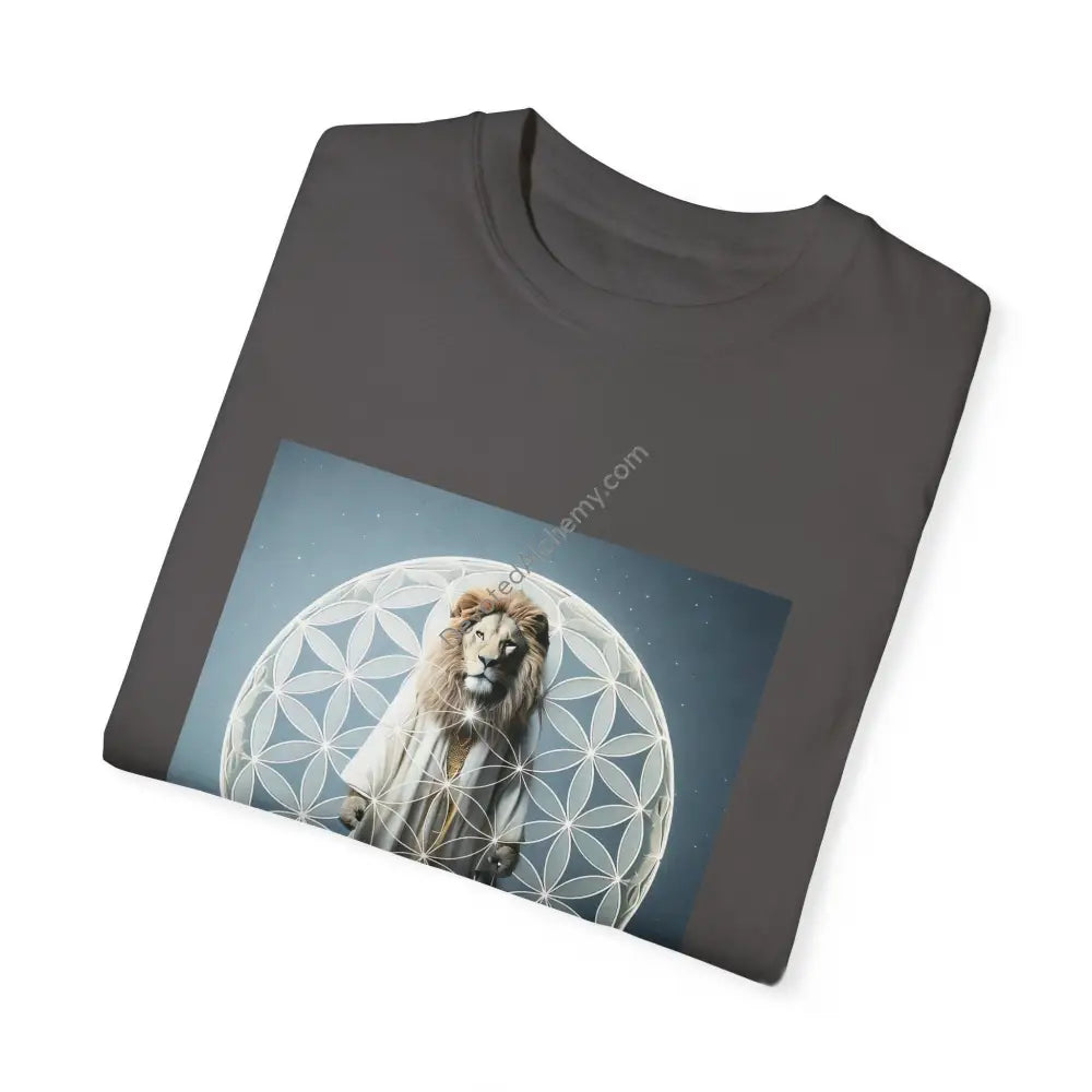 Mystic Lion Sacred Geometry Unisex Garment-Dyed T-Shirt