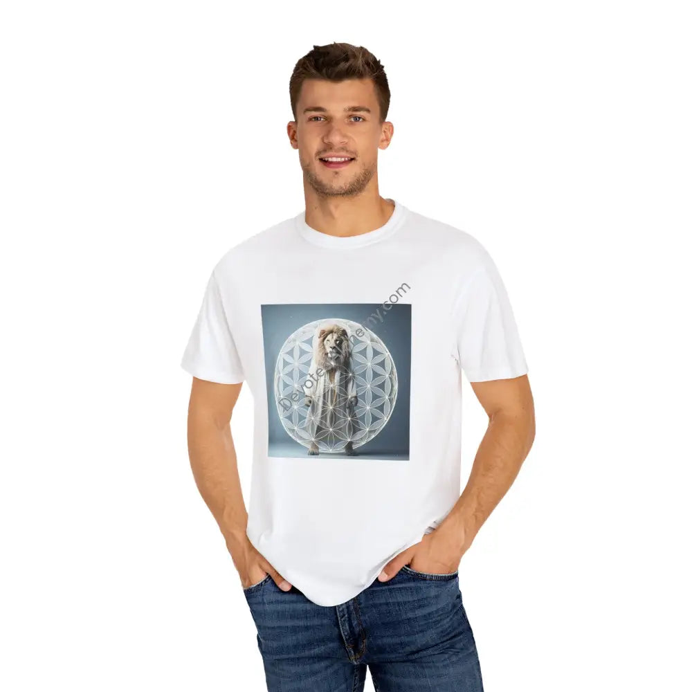 Mystic Lion Sacred Geometry Unisex Garment-Dyed T-Shirt