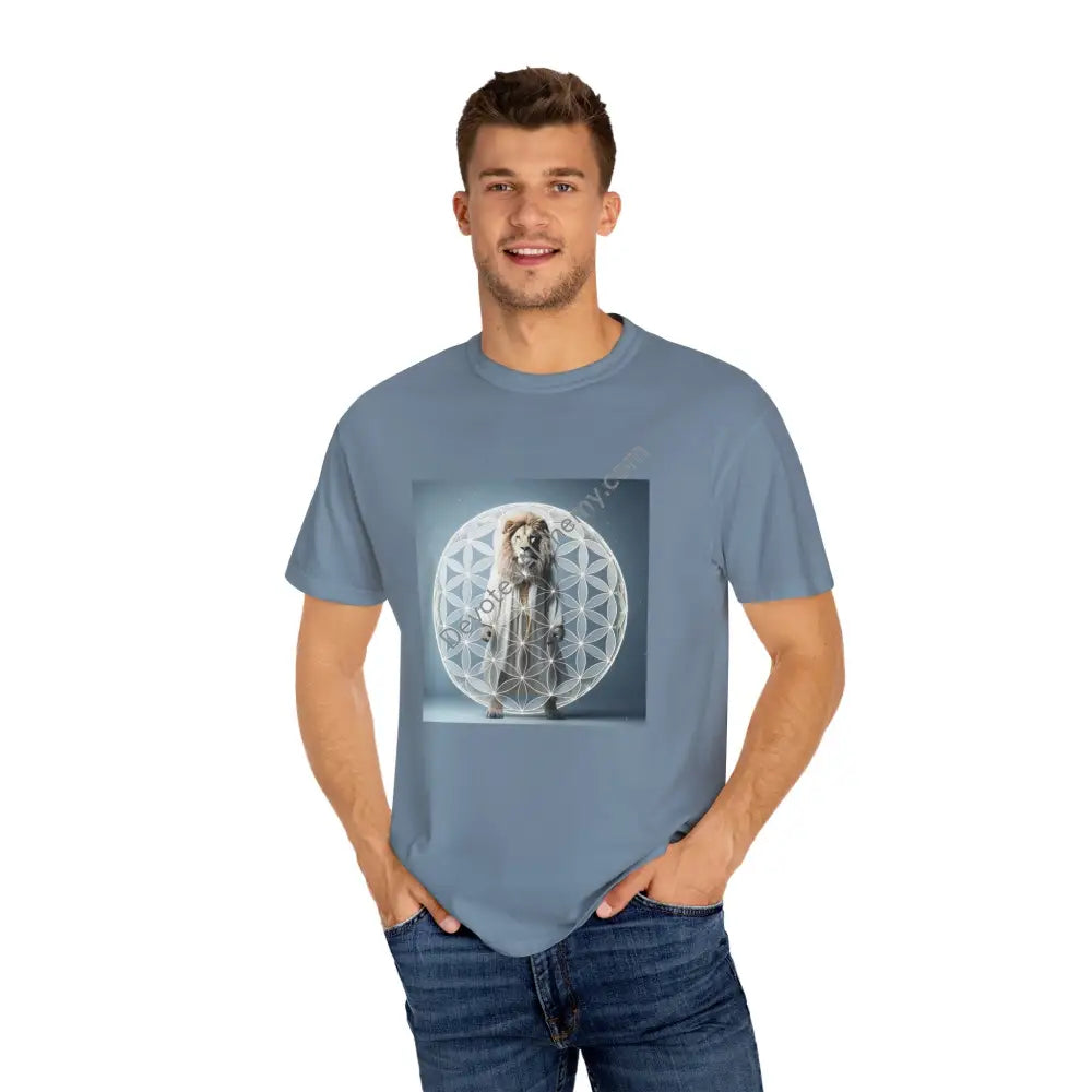 Mystic Lion Sacred Geometry Unisex Garment-Dyed T-Shirt