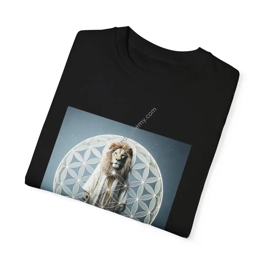 Mystic Lion Sacred Geometry Unisex Garment-Dyed T-Shirt
