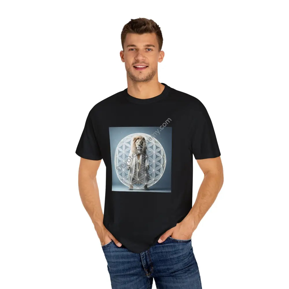 Mystic Lion Sacred Geometry Unisex Garment-Dyed T-Shirt