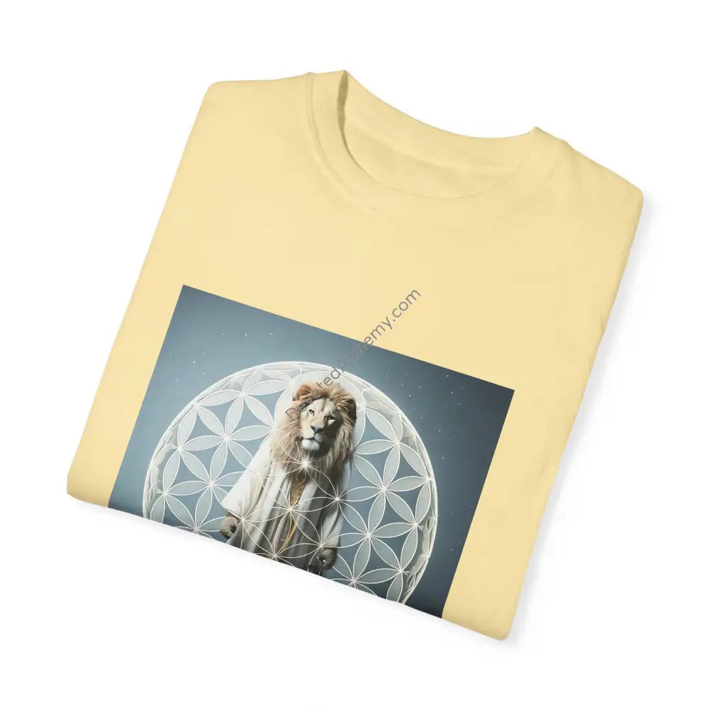 Mystic Lion Sacred Geometry Unisex Garment-Dyed T-Shirt
