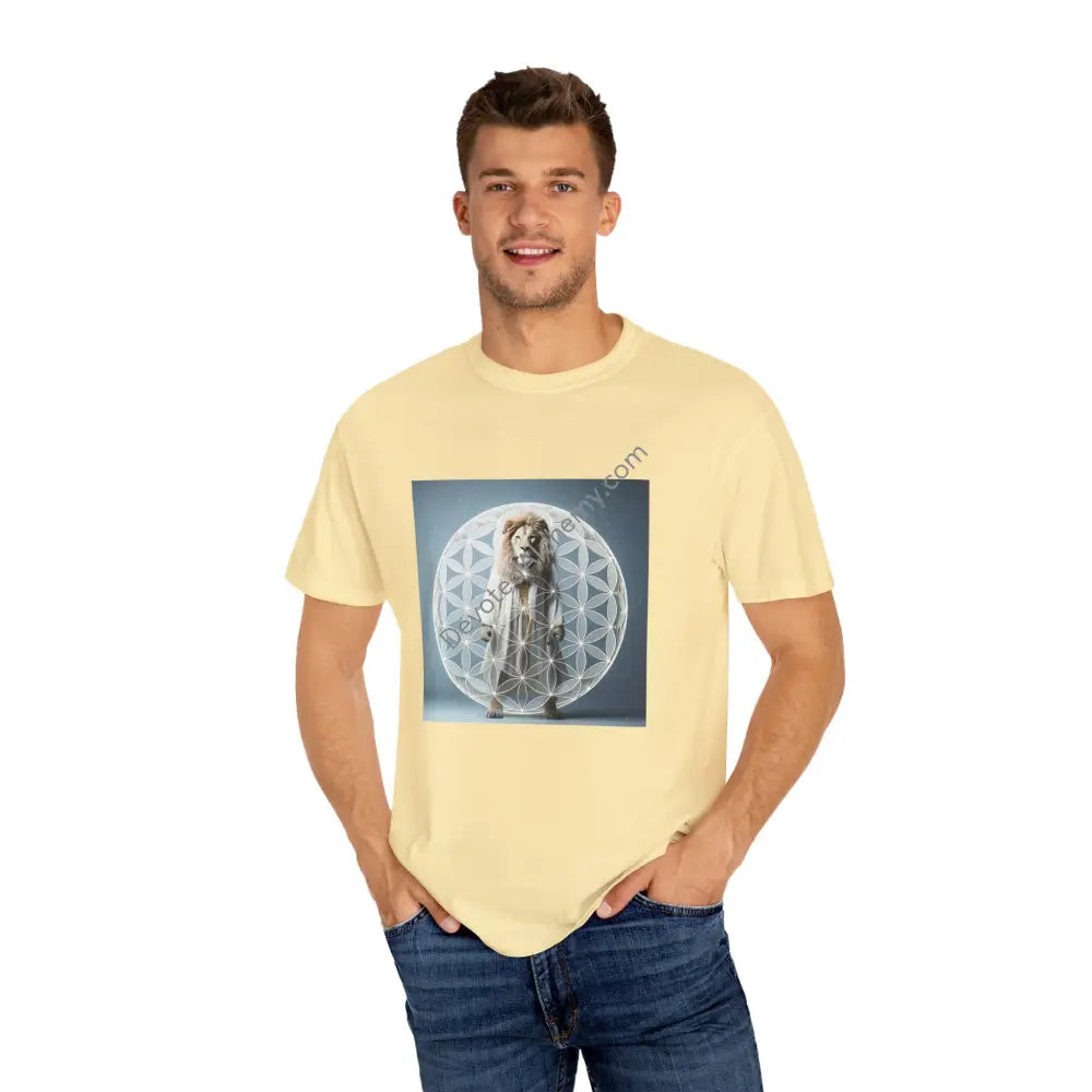 Mystic Lion Sacred Geometry Unisex Garment-Dyed T-Shirt