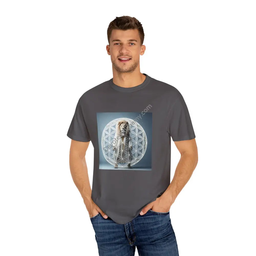 Mystic Lion Sacred Geometry Unisex Garment-Dyed T-Shirt